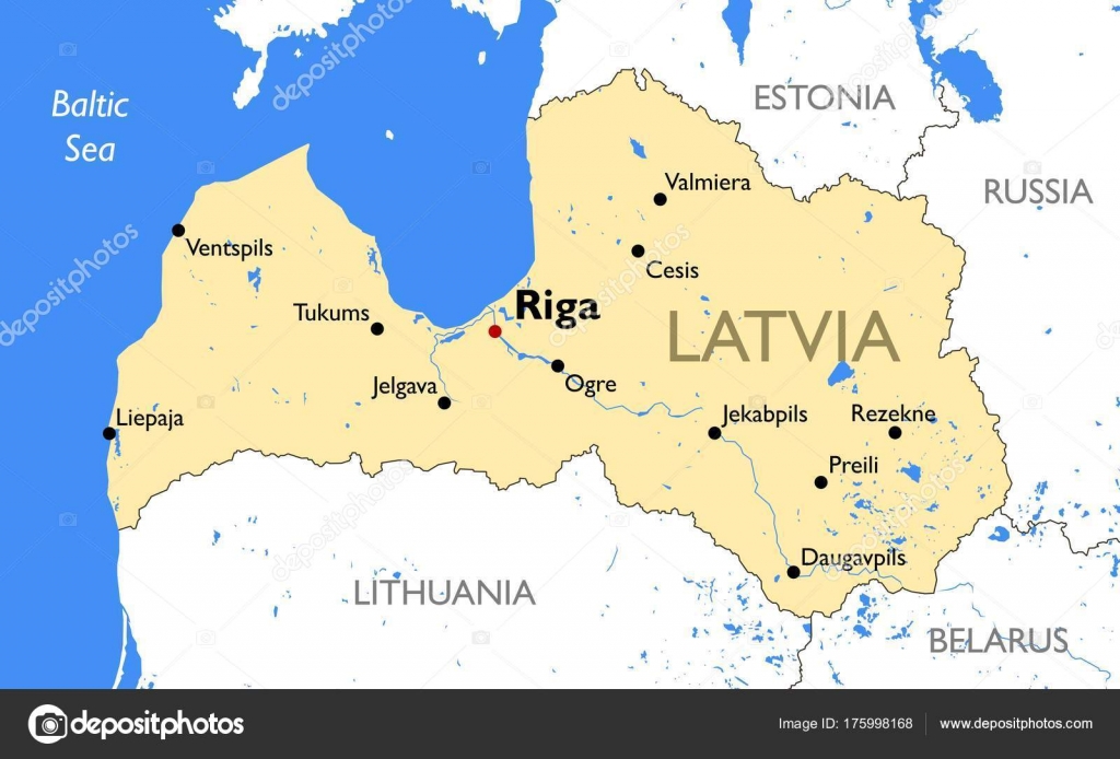 Lettland Karte Vektor Detaillierte Farbkarte Lettland ...