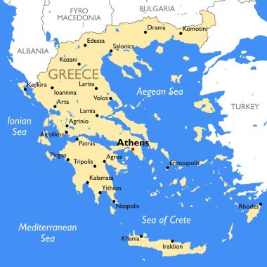 Yunanistan Haritası | Ayrıntılı renk Yunanistan harita vektör