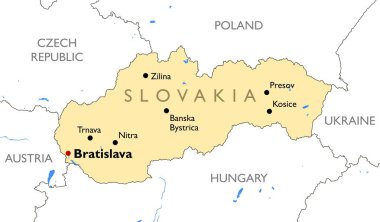 Slovakya Haritası | Ayrıntılı renk Slovakya harita vektör