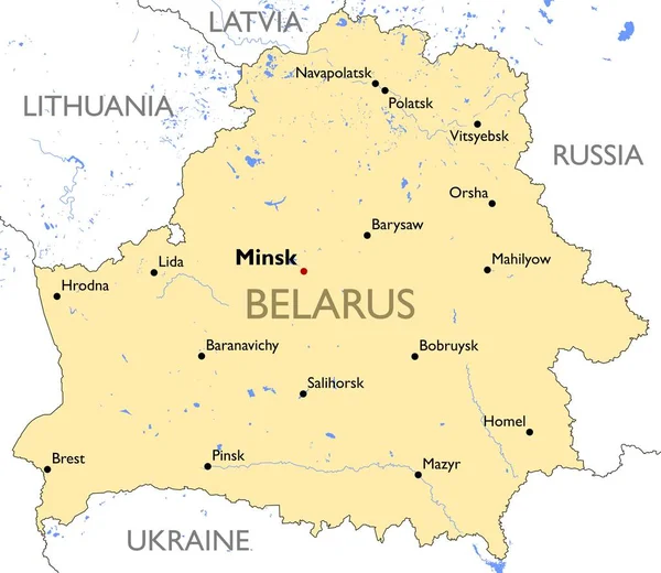 Belarus Map Vector Detailed Color Belarus Map - Stok Vektor