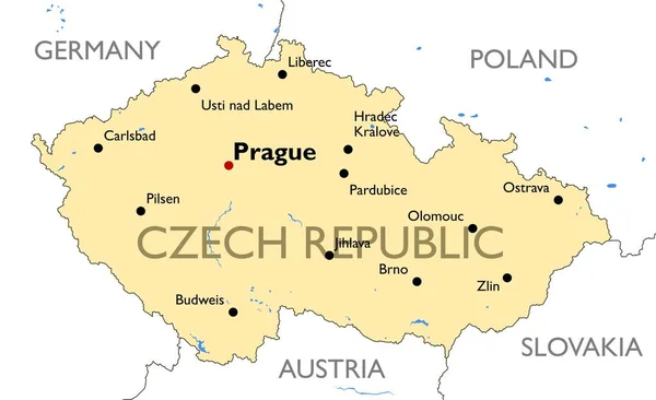 Tschechische Republik Karte Vektor Detaillierte Farbige Tschechische Republik Karte — Stockvektor