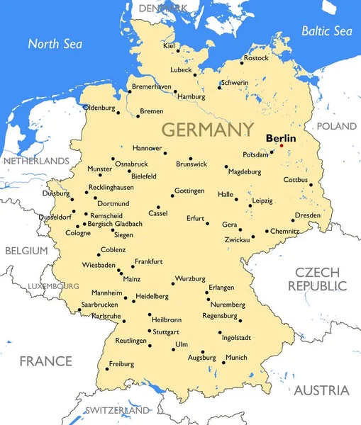 Deutschland Karte Vektor Detaillierte Farbige Deutschland Karte — Stockvektor