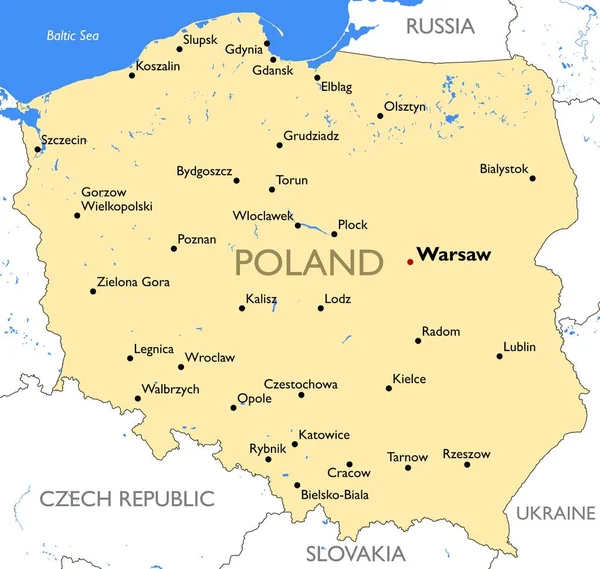 Poland Map Vector Detailed Color Poland Map — Stock Vector