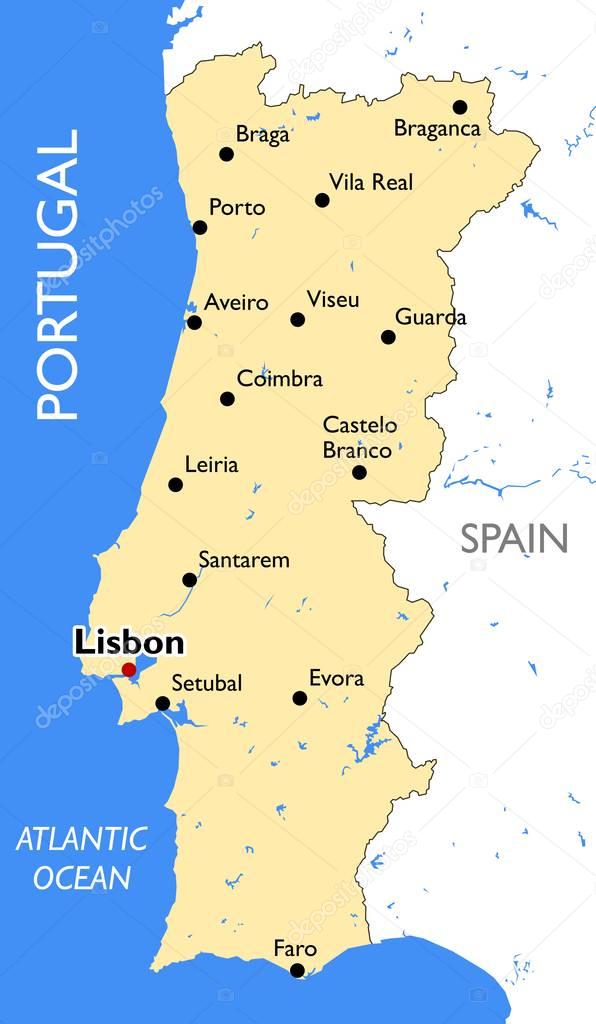 Portugal map | Vector detailed color Portugal map