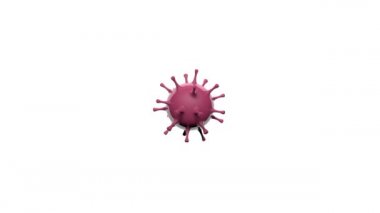 Başlık COVID-19 metin ve beyaz arkaplan üzerinde Coronavirus model animasyonu; Dinamik 3D başlık Corona Virüs hareketi tasarımı