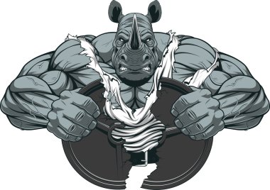Strong rhinoceros athlete