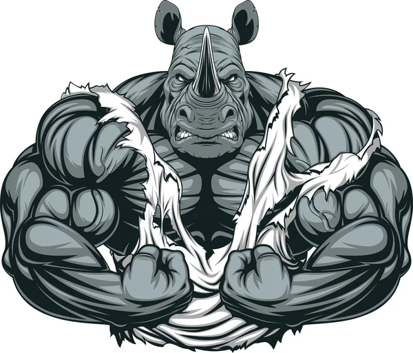 Strong rhinoceros athlete — Stock Vector