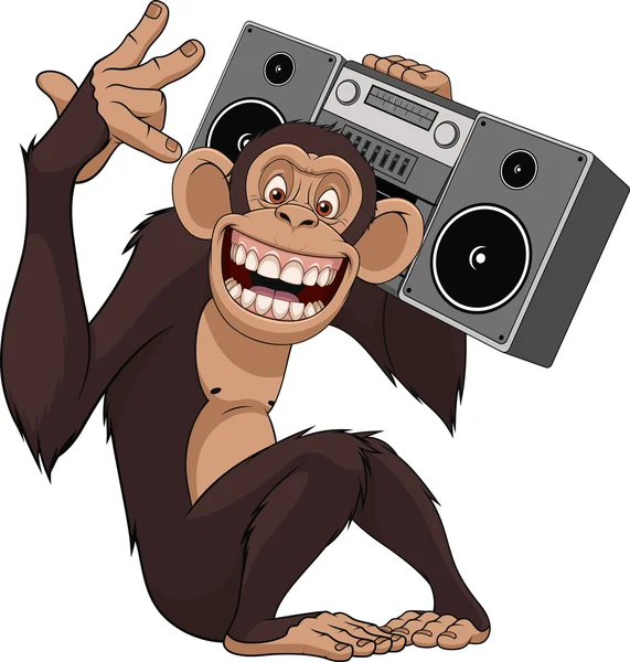 행복 한 원숭이 레코더 — 스톡 벡터