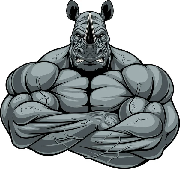 Fuerte atleta rinoceronte — Vector de stock