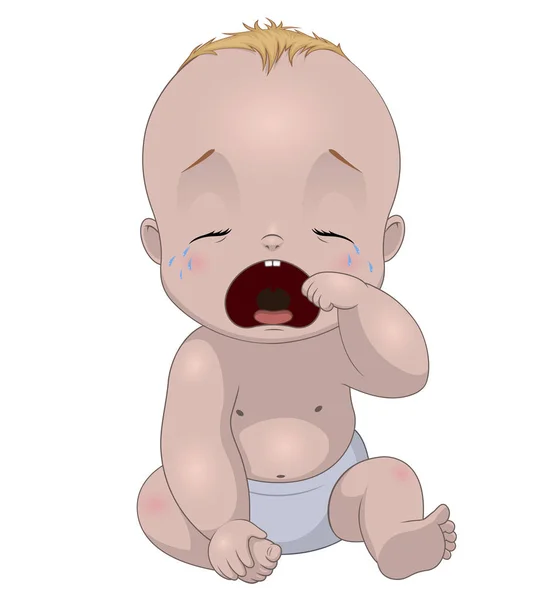 面白い赤ちゃんが泣いています。 — ストックベクタ