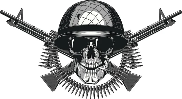 Skull in helmet cheloeka — Stock Vector