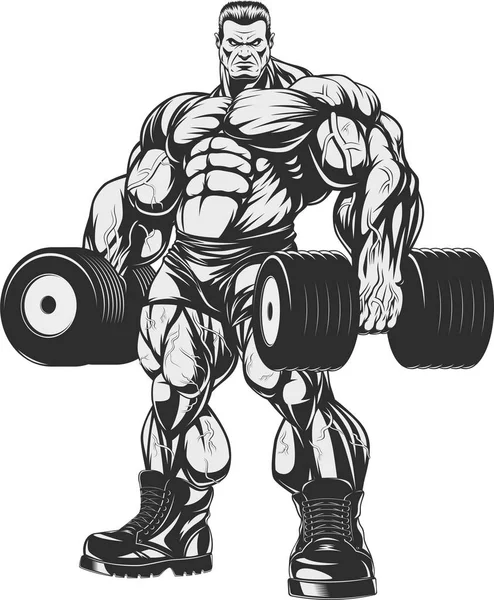 Bodybuilder avec haltères — Image vectorielle