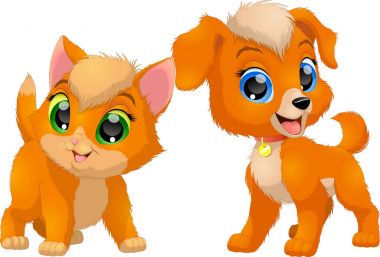Yavru kedi ve köpek yavrusu, arkadaşlar