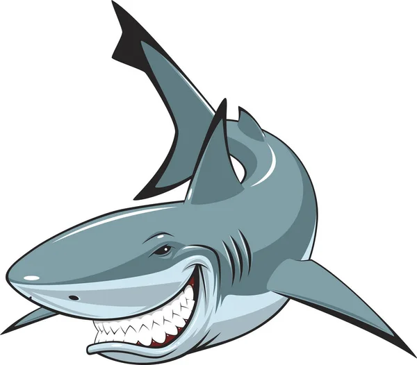 Tiburón blanco alegre — Vector de stock