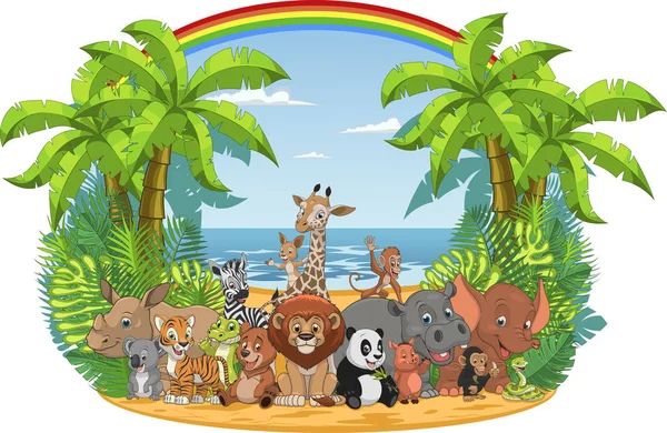 Niños divertidos animales — Vector de stock