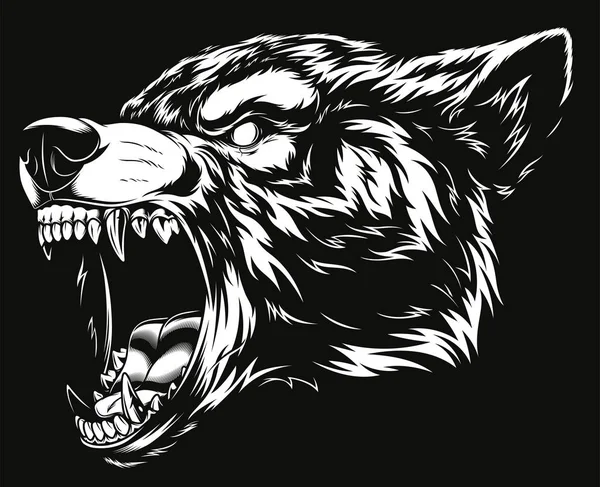Head of the ferocious wolf Stock Illustration. 
