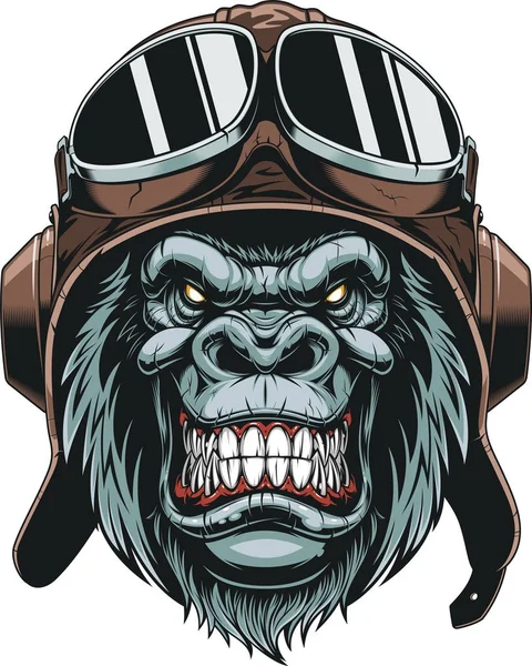 ヘルメット パイロットの猿 — ストックベクタ