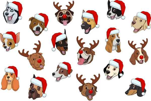 Conjunto de cães para o Natal —  Vetores de Stock