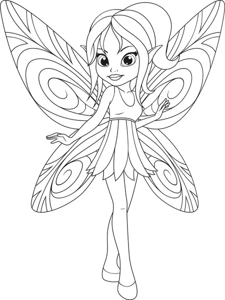 Coloring cute fairy with wings — Stock Vector