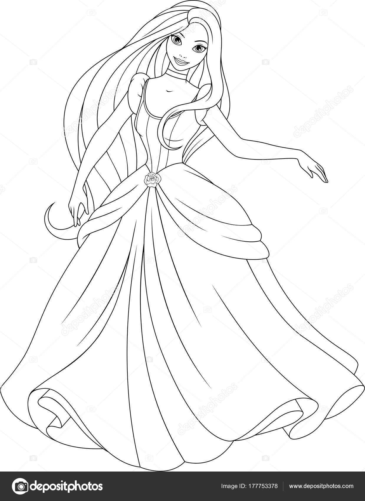 De Mooie Prinses Kleurplaten Stockvector Andreymakurin 177753378