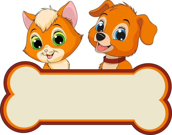Kitten and puppy friends — Stock Vector