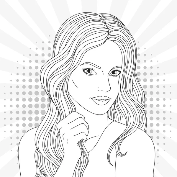 Hermosa chica para colorear páginas — Vector de stock