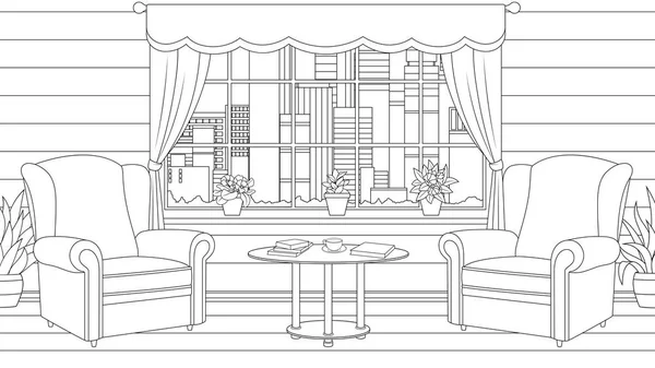 Векторная иллюстрация, дизайн интерьера мебели в квартире — стоковый вектор