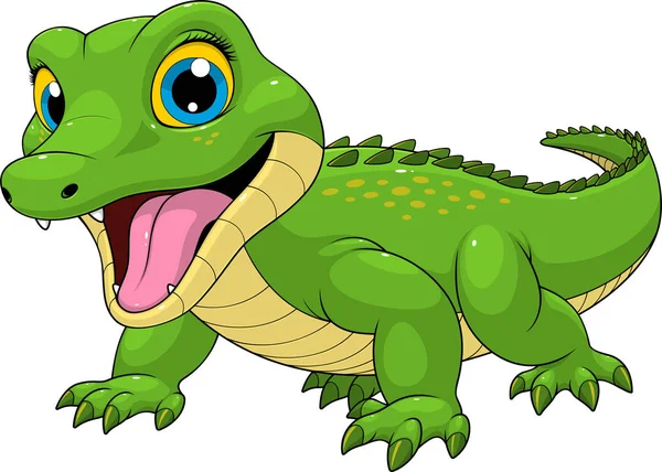 Vector illustration, funny crocodile baby cute smiles — Stock Vector