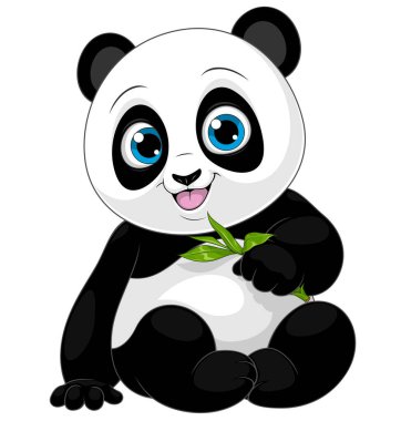 Vektör illüstrasyonu, gülümseyen küçük panda çocuk 