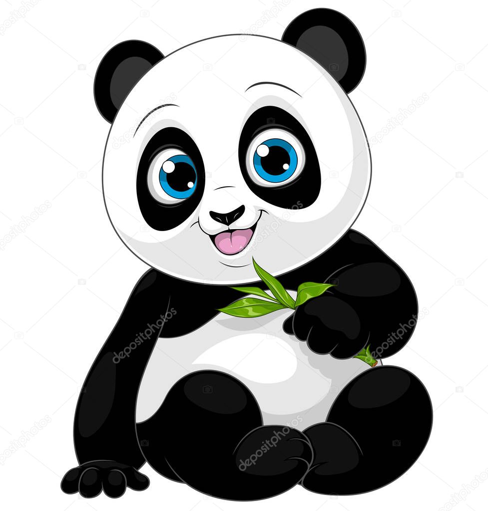 Vector illustration, Funny little panda child smiling 
