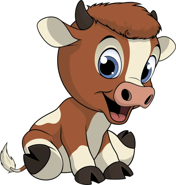 Vector illustration, funny little cow baby smiling on a white background