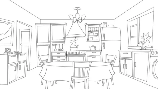 Fun cartoon kitchen coloring