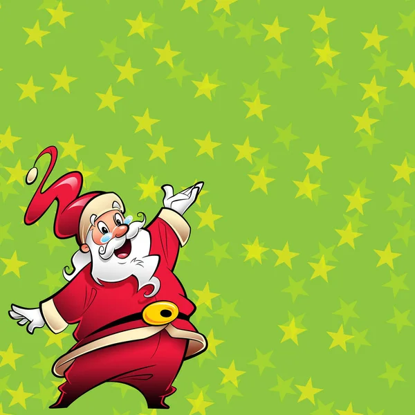 Sunulması ve mer isteyen gülümseyen Noel Baba çizgi film karakteri — Stok fotoğraf