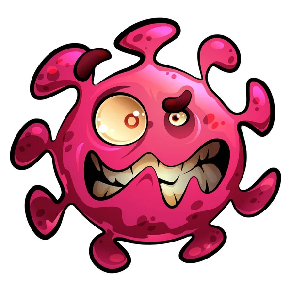 Ilustración Vectorial Dibujos Animados Personaje Mascota Virus Enojado Aterrador Aislado — Vector de stock