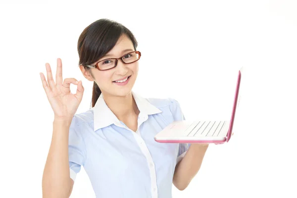 Business woman working on a laptop — Stock Photo, Image