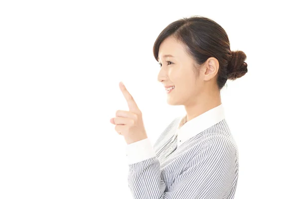 Mujer asiática señalando — Foto de Stock