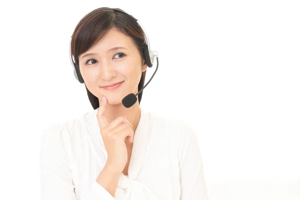 Smiling call center operator — Stock Photo, Image