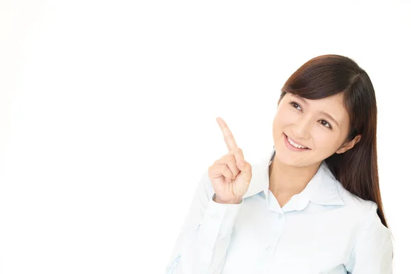 Asian woman pointing — Stock Photo, Image