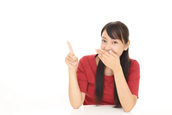 Woman covers her mouth — Stock Photo, Image