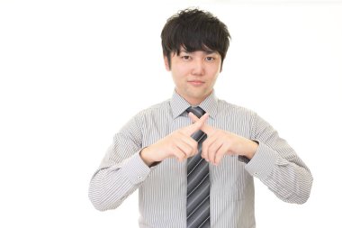 Yasaklayan jest gösteren işadamı