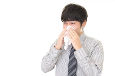 kötü bir soğuk ile işadamı