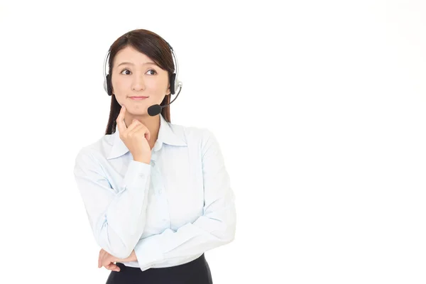 Smiling call center operator — Stock Photo, Image