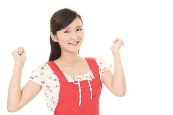 Lyckliga asiatiska hemmafrun — Stockfoto