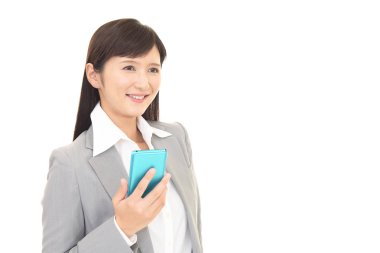 iş kadını ile akıllı telefon