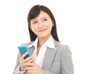 iş kadını ile akıllı telefon