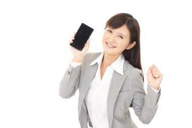 iş kadını ile akıllı telefon