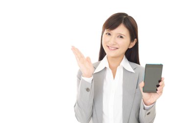 iş kadını ile akıllı telefon