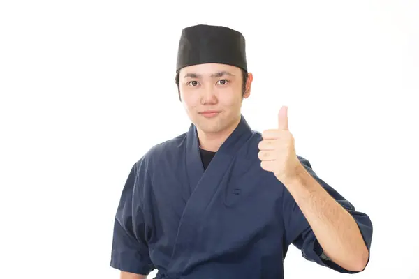 Sonriente chef japonés — Foto de Stock