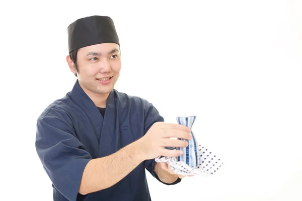 Lachende Japanse chef-kok — Stockfoto