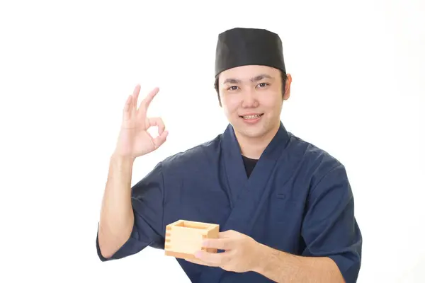 Sonriente chef japonés — Foto de Stock